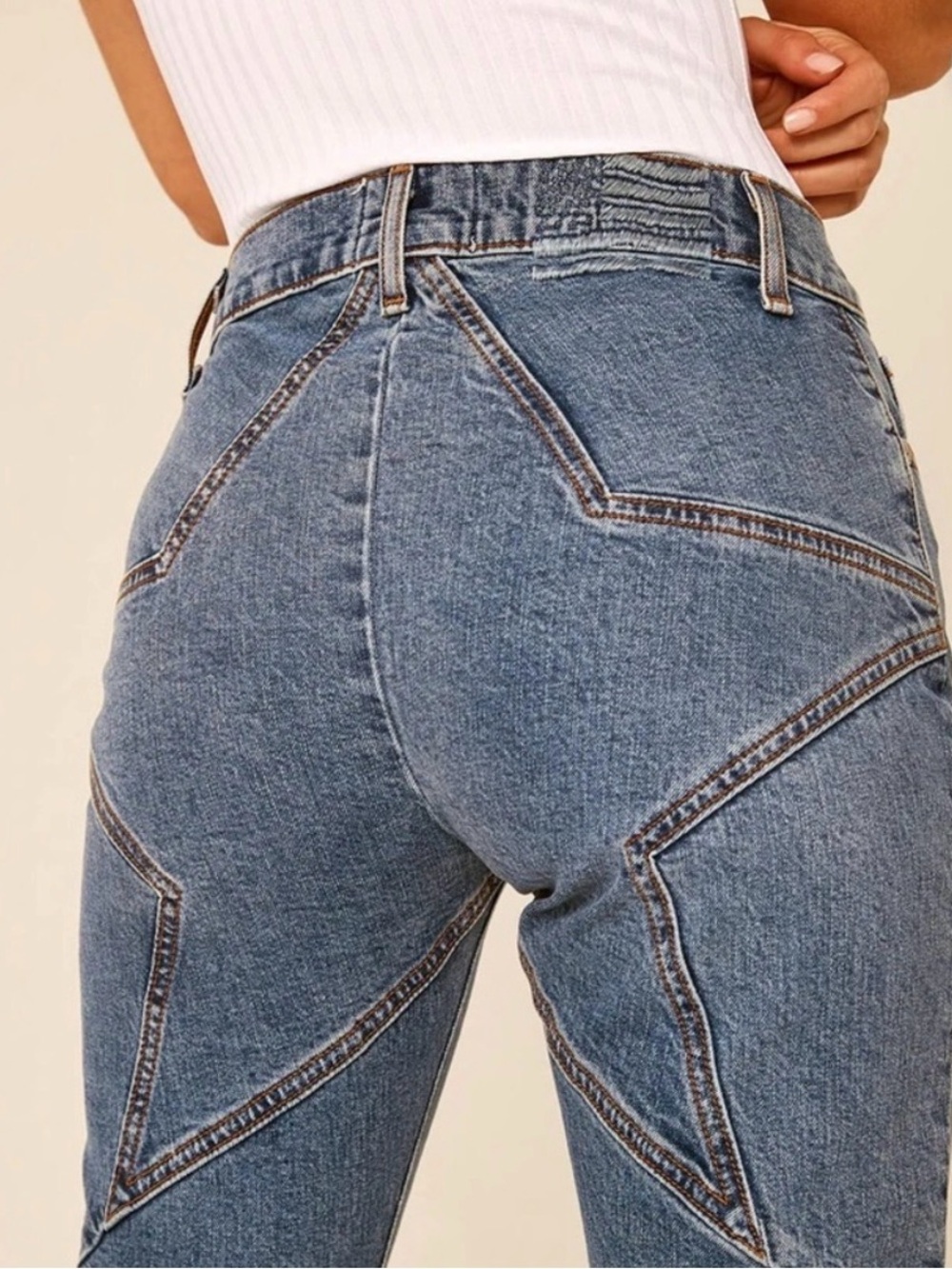 REVICE High-Rise Star Panel Blue Jeans